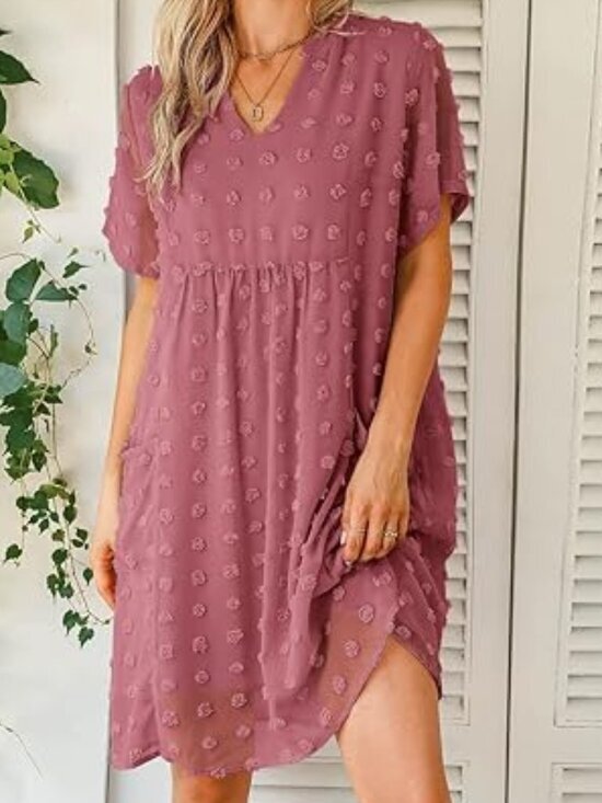 MIHOLL Dresses & Skirts - MIHOLL Swiss Dot Babydoll Dress Pink Sheer Tie Waist Size S
